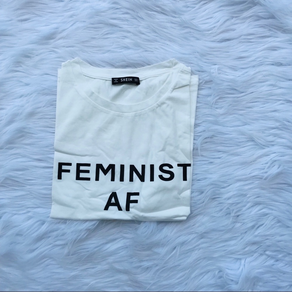 White Graphic T-shirt “FEMINIST AF” - Picture 5 of 6